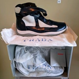 Prada Leather High-Tops with straps and buckles